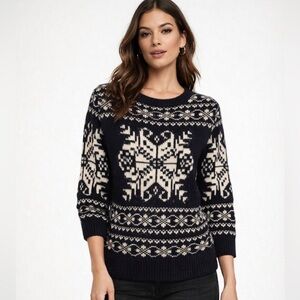 Joe Fresh Sweater Fair Isle Knit Snowflake Ski NWT Women's Medium Cozy Warm